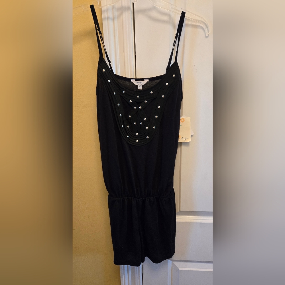 Energie Womens Black Romper With Silver Studs With Adjustable Straps